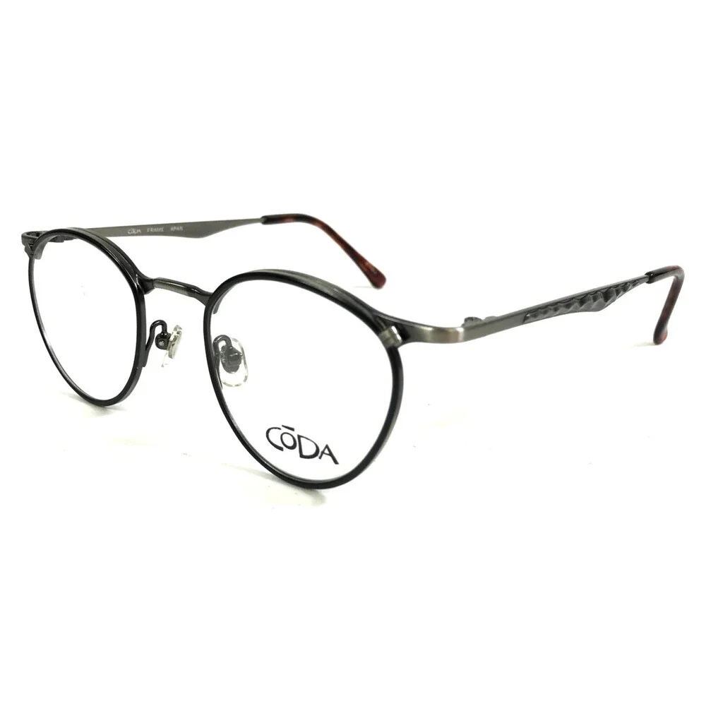 Coda Eyeglasses Frames C-20 QB63 Antique Black Gray Round Modernist 44-21-132